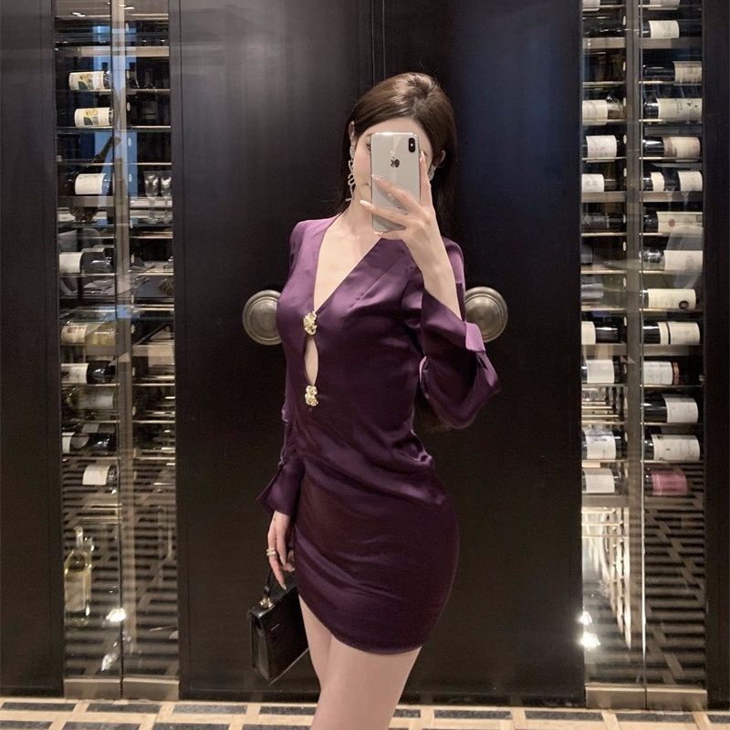 Trang Phục Dáng Ôm Màu Tím Khoét Lỗ Phong Cách Mới 2023 Thời Trang Cao Cấp Cho Nữ