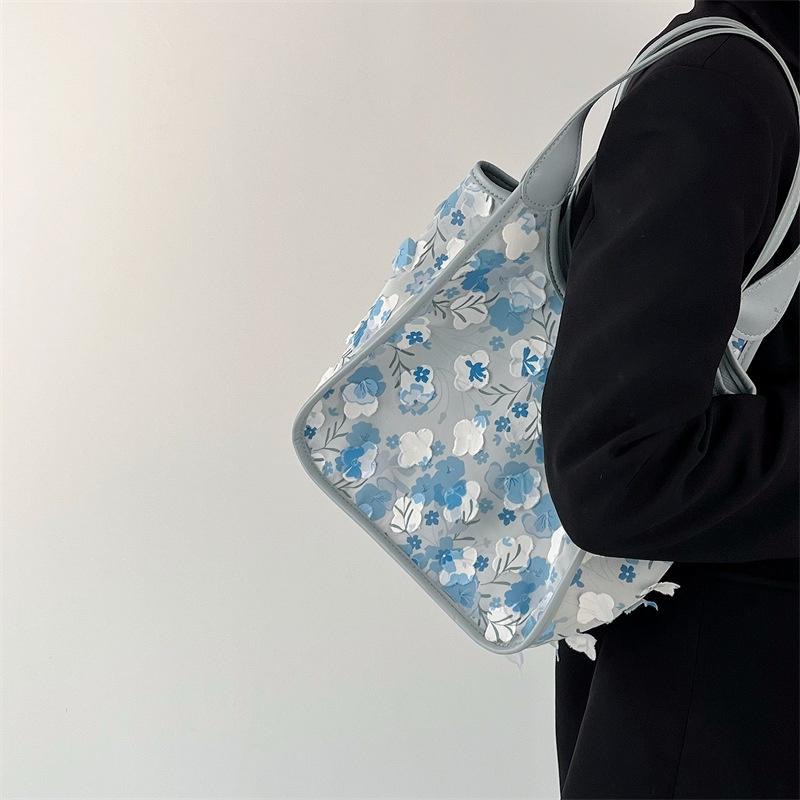 Mischa Túi Xách canvas Đeo Vai Sức Chứa Lớn Họa Tiết Hoa Thời Trang Cao Cấp