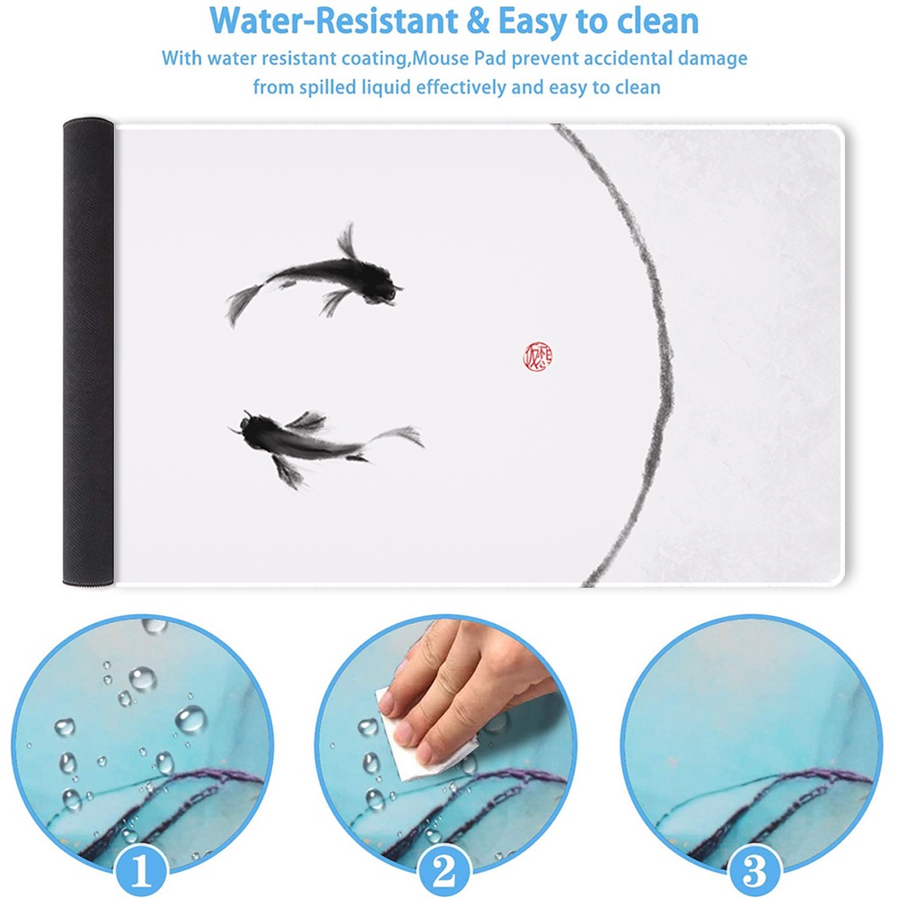 Miếng Lót Chuột Và Bàn Phím Máy Tính Hình Cá Koi