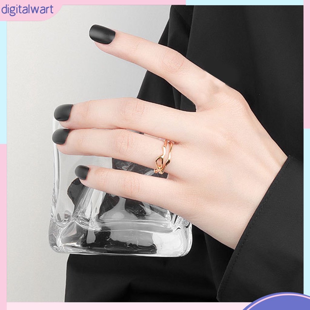 Nhẫn Hở Hai Đường Kẻ Hình Học Sáng Bóng Có Thể Điều Chỉnh Thời Trang Dự Tiệc Cho Nữ