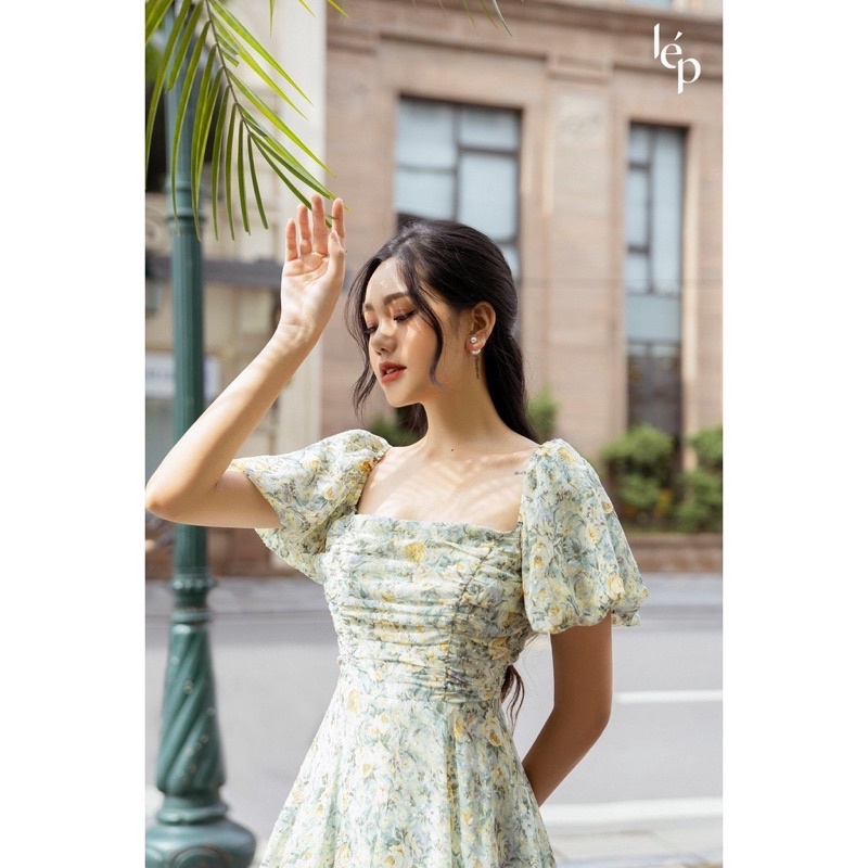Đầm hoa tay phồng Lép