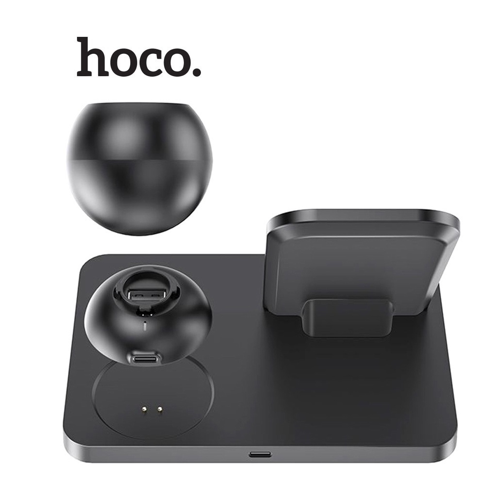 Đế sạc không dây PD15W Hoco CW33 chất liệu ABS cao cấp hỗ trợ sạc điện thoại , đồng hồ, airpod cùng lúc