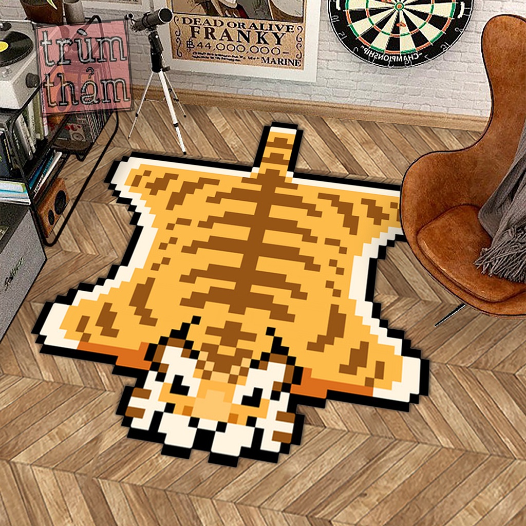Thảm Trang Trí Tiger Hổ Rug Hổ Vàng 8-bit Pixel vintage cute Decor Phòng Ngủ Phòng Khách Văn Phòng