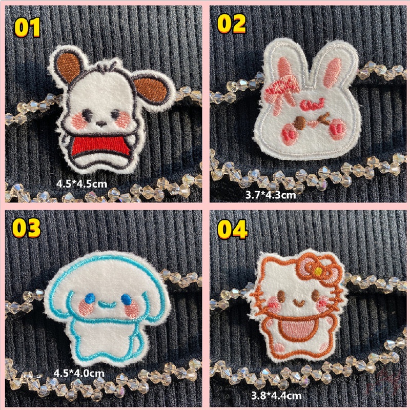 ♥ Cinnamoroll / melody / kuromi / hello kitty / pochacco - Miếng Dán Tự Dính Nhồi Bông ♥ 1 Miếng Dán Ủi Lên Quần Áo / Túi Xách Thêu Họa Tiết Hoạt Hình Dễ Thương diy