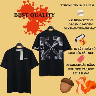 Áo Off White Caravaggio Arrow nam nữ vải cotton organic Áo thun off white tay lỡ phong cách đường phố