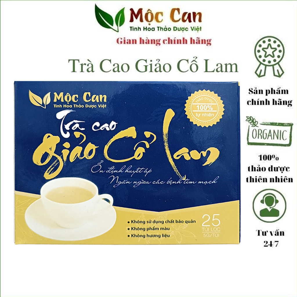 Trà Cao Giảo Cổ Lam Mộc Can giúp hạ và ổn định huyết áp, giảm mỡ máu, ngăn xơ vữa động mạch hộp 25 túi lọc