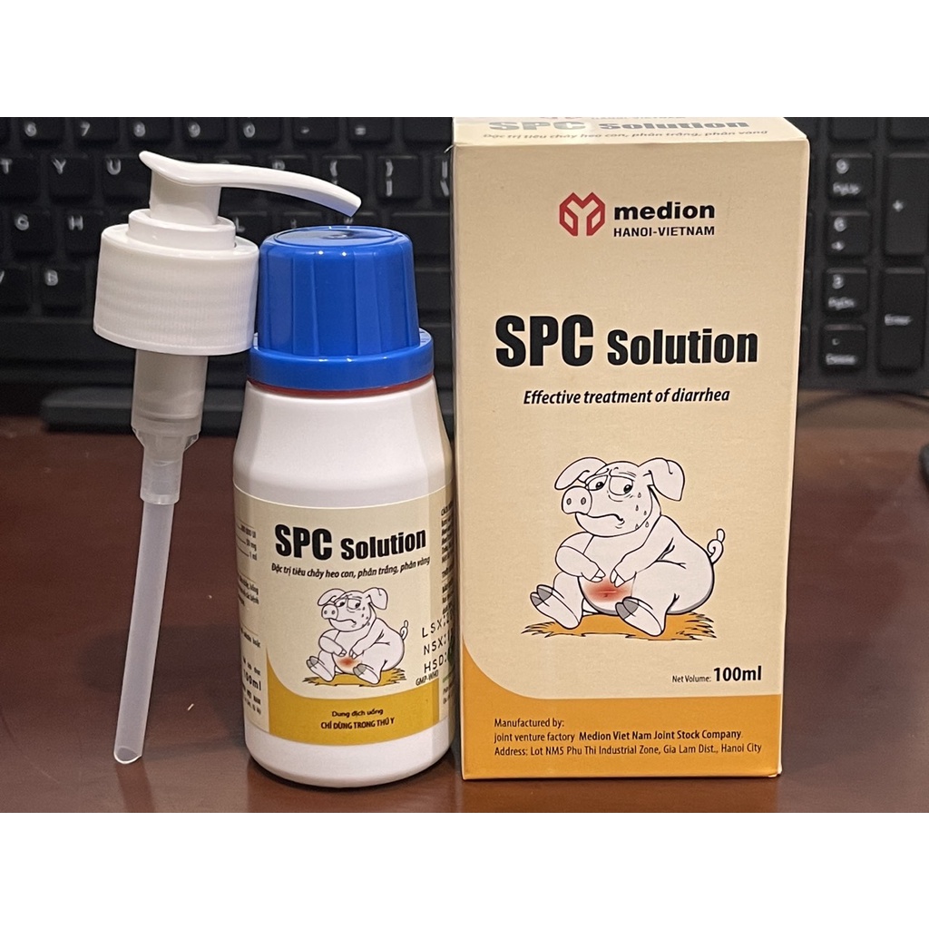 Xịt bơm tiêu chảy nặng SPC Solution [chai 100ml] Heo phân trắng, phân xanh, phần vàng.