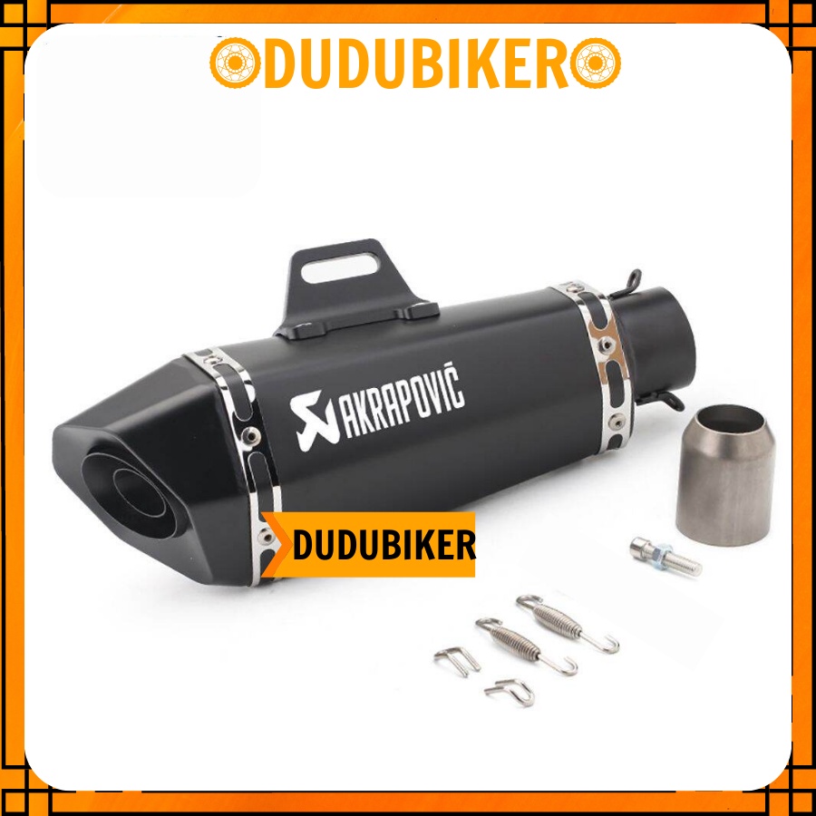 [Màu Đen] Pô Akrapovic Đùi gà, Pô Akra R9 cao cấp hàng nhập khẩu, tem khắc xịn +Full Cổ Bầu Hơi Inox