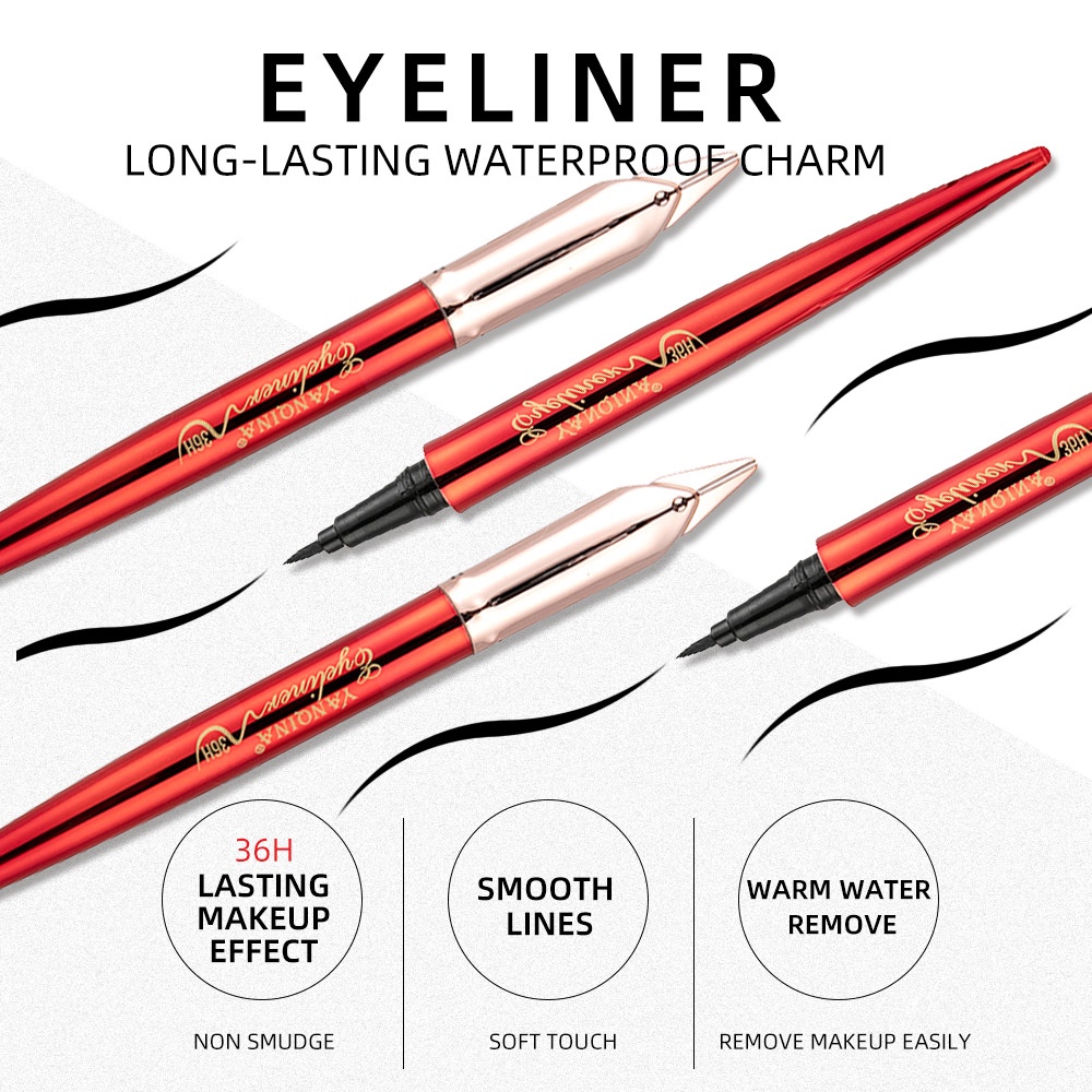 YANQINA Eyeliner Cool Black Quick Drying Long Lasting Waterproof Non Blooming Eyeliner