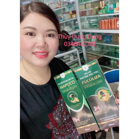 SALE Lược gội phủ bạc 500mL HAPUCO & PUCOLIZA chính hãng 3 Màu: Nâu, Đen & Nâu Đen Cafe, 100% Thảo dược tự nhiên an toàn