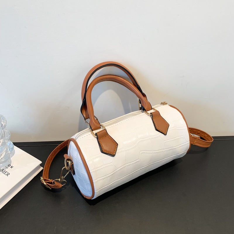 Túi Xách Đeo Vai Kiểu Xi Lanh Màu Tương Phản Thời Trang Hàn Quốc 2023 Cho Nữ