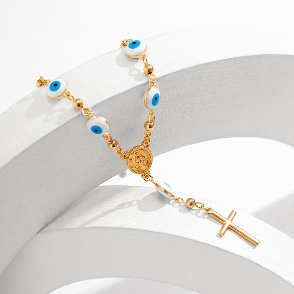 Vòng Tay Dây Xích Mặt Thánh Giá Bằng Hợp Kim Phong Cách Cổ Điển Thời Trang Dành Cho Nữ