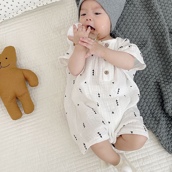 Bộ Áo Liền Quần Tay Ngắn Chất Liệu Cotton Thời Trang Mùa Hè Cho Bé Sơ Sinh