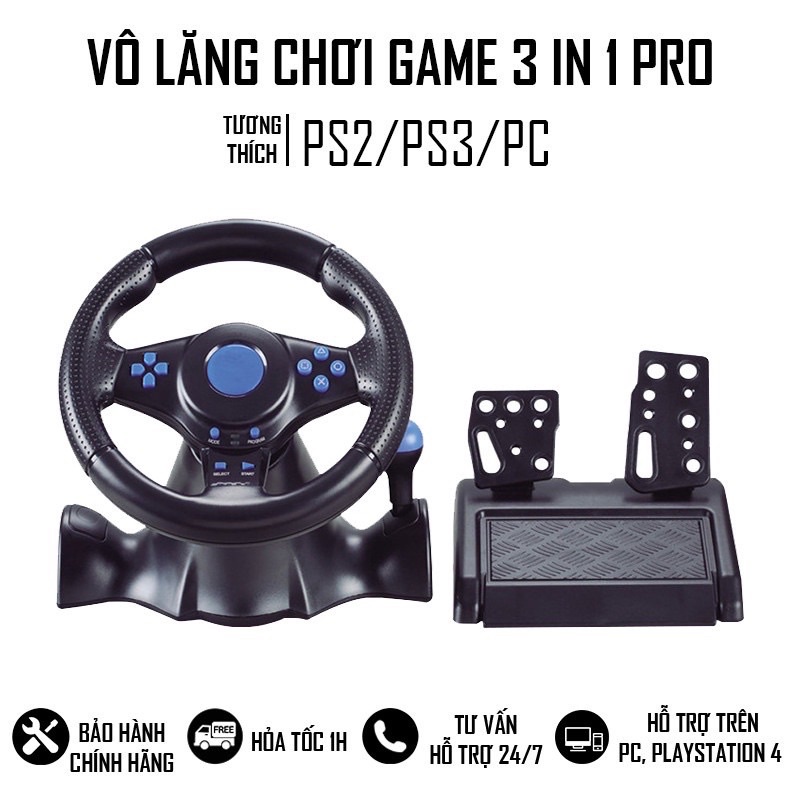 Vô Lăng Chơi Game 3 In1 Blue Tương Thích XBOX360/PS3/PS2/PC | GEARBROS
