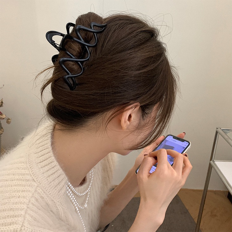 Kẹp Tóc Kim Loại Họa Tiết Gợn Sóng Đơn Giản Cao Cấp Phong Cách Hàn Quốc