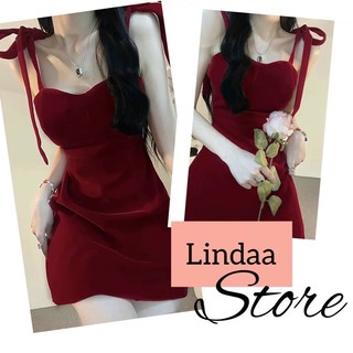 ĐẦM DỰ TIỆC 2 DÂY NHUNG SIÊU ĐẸP GARY DRESS