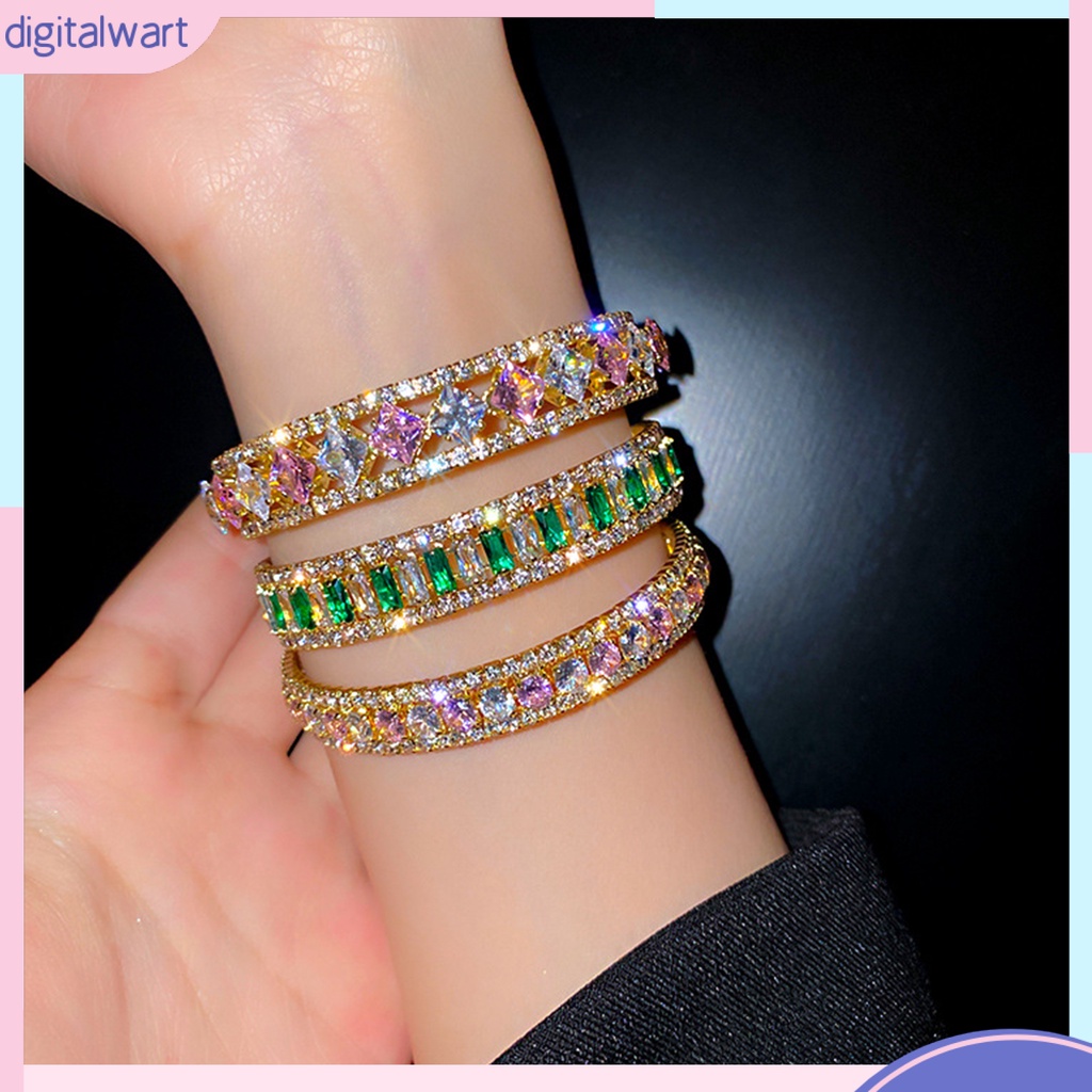 Vòng Tay Chuỗi Hạt Tròn Đính Đá Lấp Lánh Thời Trang Cho Nữ