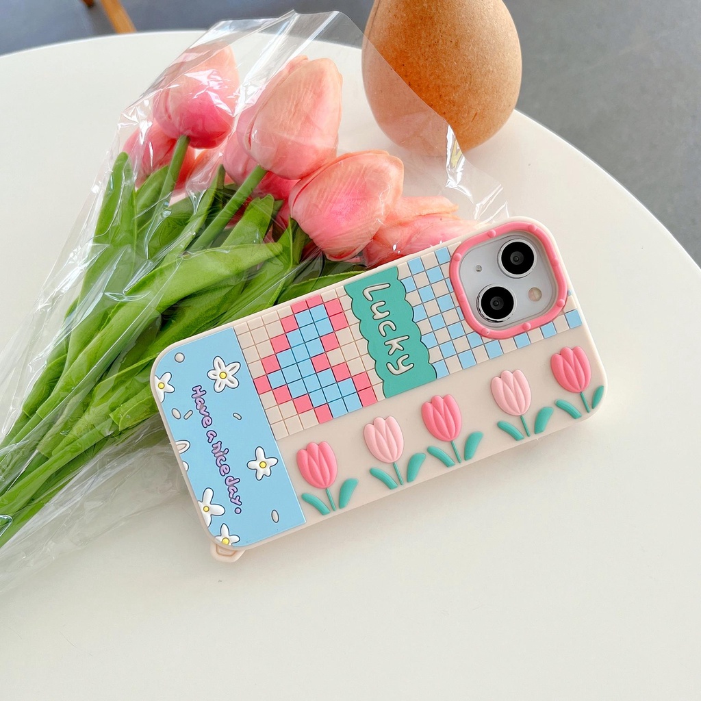 Ốp Điện Thoại Silicon tpu Mềm Hình Hoa Tulip Cho iPhone 11 13 12 14 Pro Max XS Max X XR 7 8 +