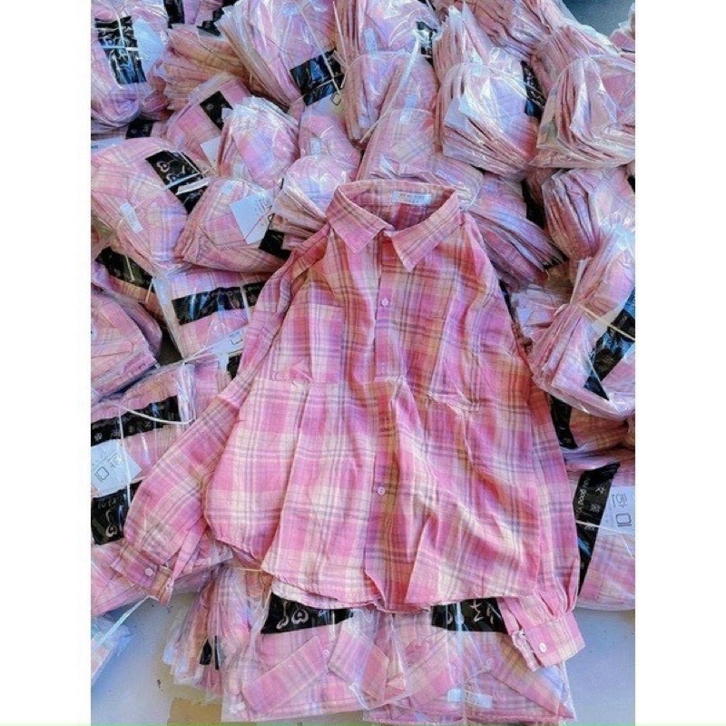 Áo sơ mi nữ caro ống tay cánh dơi - OVersize ( Kèm ảnh thật, video)