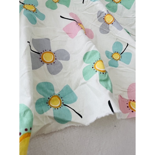 Vải thô cotton hoa lá loại dày dặn may ga gối