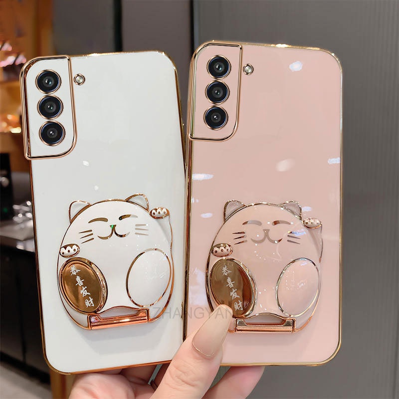 ốp lưng Samsung S21 FE S21 ULTRA S21 PLUS S21 ốp điện thoại TPU Silicon Mềm Họa Tiết Mèo 3D Có Giá Đ