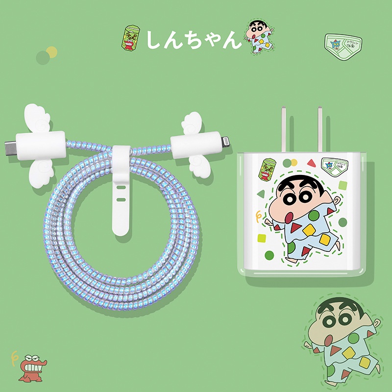 Ốp Điện Thoại Dẻo Màu Laser Họa Tiết Hoạt Hình Chú Chó / Thỏ Dễ Thương Cho Iphone 18 / 20W Kèm Dây Cáp 1.6m