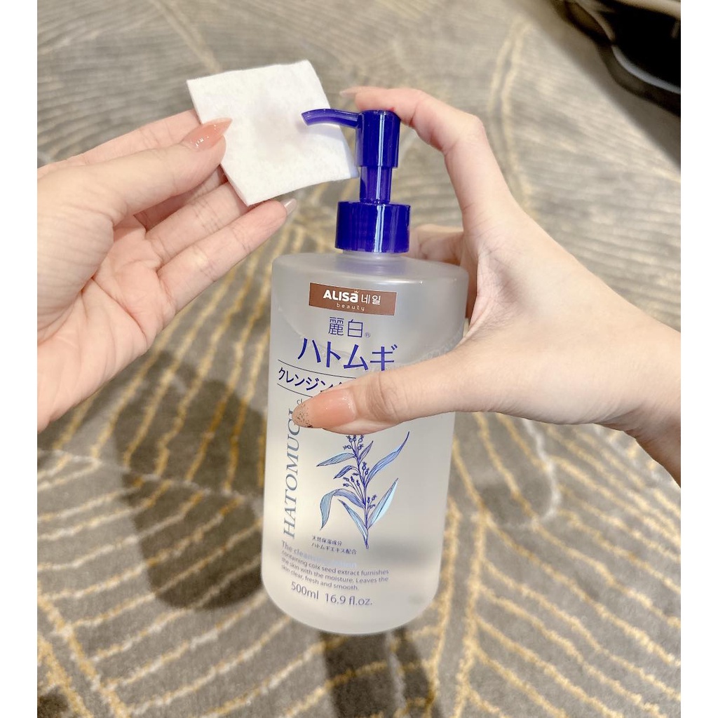 Nước tẩy trang ý dĩ Hatomugi dưỡng ẩm, sạch sâu và làm trắng da 500ml Rose.beautify