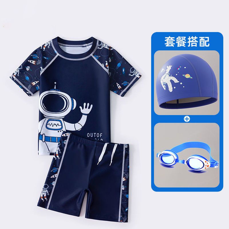 Bộ Đồ Bơi Ngắn Tay Chống Nắng 95-160cm Chất Vải Khô Thoáng Nhanh Thời Trang Mùa Xuân Cho Bé Trai