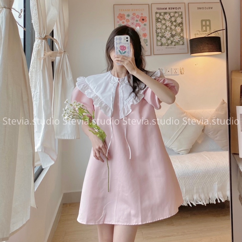 Ảnh thật by Stevia.studio - Váy babydoll hồng - Freesize