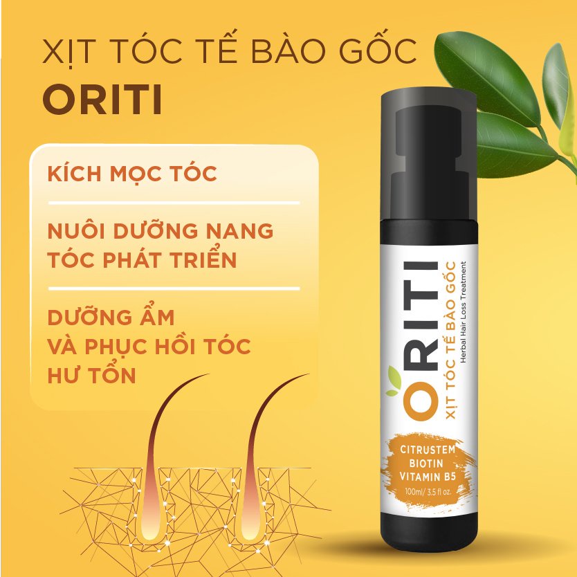 Xịt mọc tóc ORITI , kích mọc tóc tế bào gốc cam 100ml ngăn rụng tóc thảo mộc Mee Natural