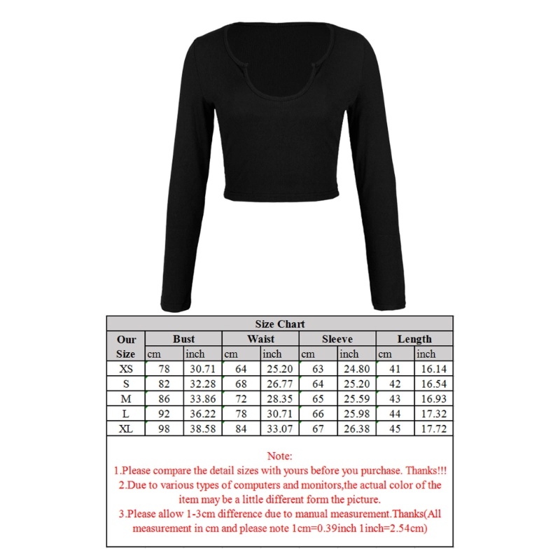 Áo Croptop Tay Dài Cổ Chữ U Khoét Sâu Quyến Rũ Thời Trang Cho Nữ