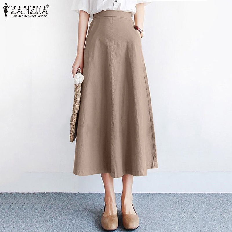 Chân váy ZANZEA màu trơn thanh lịch thời trang Hàn Quốc cho nữ