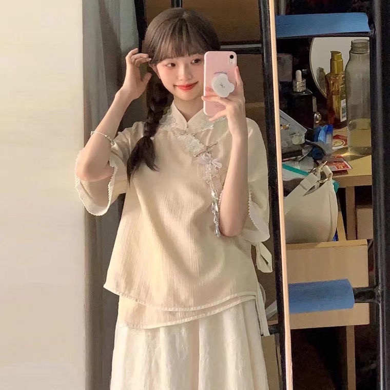 Hàng Mới Về Mới Set Áo Váy Hán Phục Cách Tân Phong Cách Trung Hoa Thời Trang Mùa Hè Xinh Xắn Cho Nữ