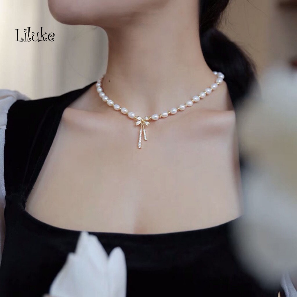 Vòng cổ Hợp Kim Trang Trí Nơ Màu Sáng Xinh Xắn Cho Nữ