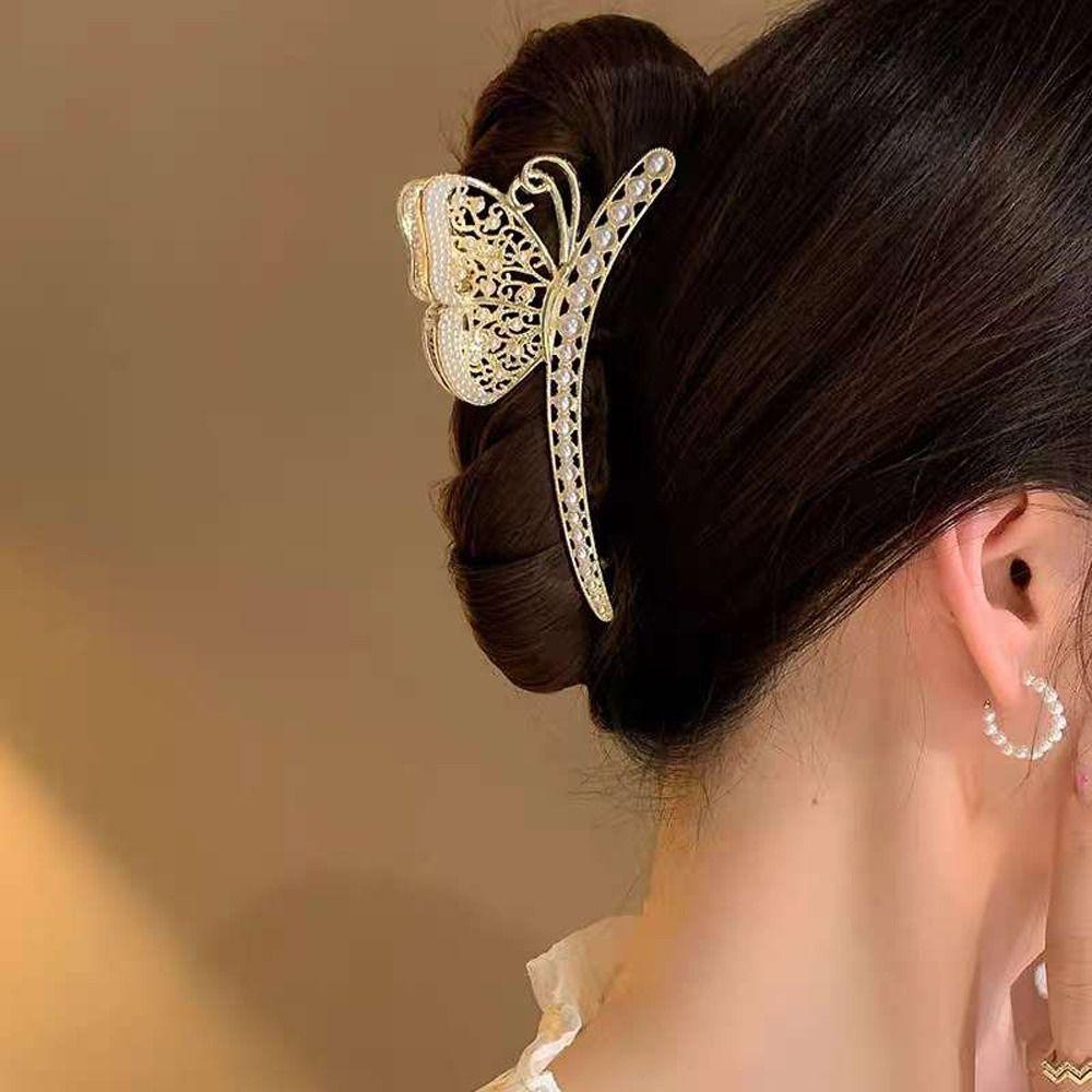 Kẹp Tóc Hình Cá Mập Đính Hoa Tinh Tế WMES15H Cho Nữ|Kẹp Tóc Bằng Hợp Kim Phong Cách Hàn Quốc