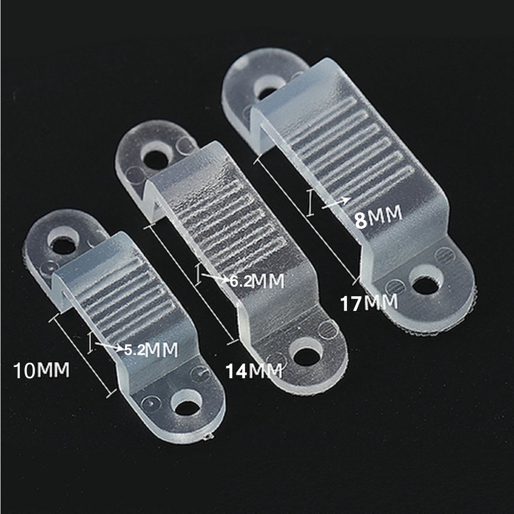 Bộ 50 Kẹp Nhựa Cố Định 10mm 12.5mm 14mm 17mm Chống Thấm Nước Cho Dây Đèn LED 220V 110V 5050 3014 5730 2835