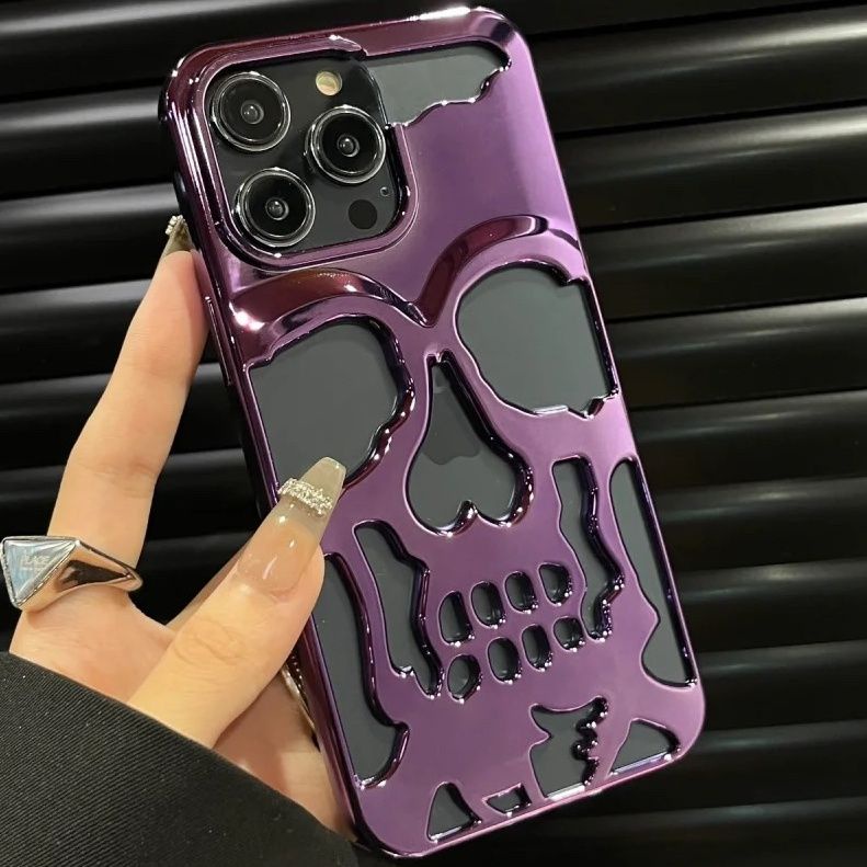 Ốp Điện Thoại Mạ Điện Hình Đầu Lâu Vui Nhộn Cho iPhone 14proMax 13 12 11