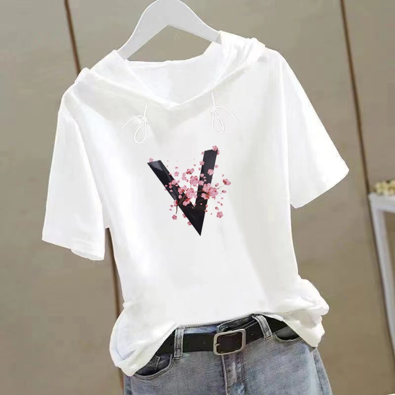Áo hoodie Tay Ngắn Dáng Rộng In Họa Tiết Thời Trang Mùa Hè Xinh Xắn Cho Nữ
