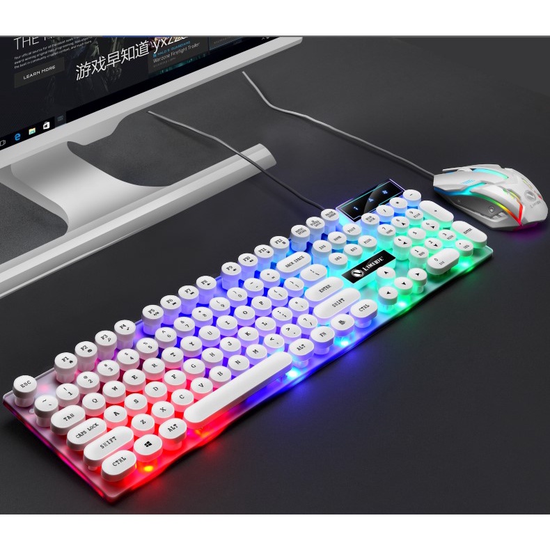 Bộ Bàn phím chuột máy tính giả cơ GTX300 104 phím - LED đổi màu 9 chế độ cao cấp