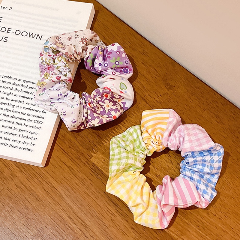 Dây Buộc Tóc Cao Su Co Giãn In Họa Tiết Hoa Phong Cách Hàn Quốc Cho Nữ