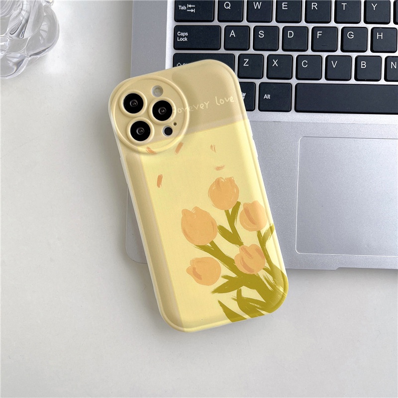 Ốp Điện Thoại silicone Mềm Chống Sốc In Hình Hoa Tulip Cho iphone 11 Promax 14 pro max 11 12 / 13 / 6 / 7 / 8plus / X max
