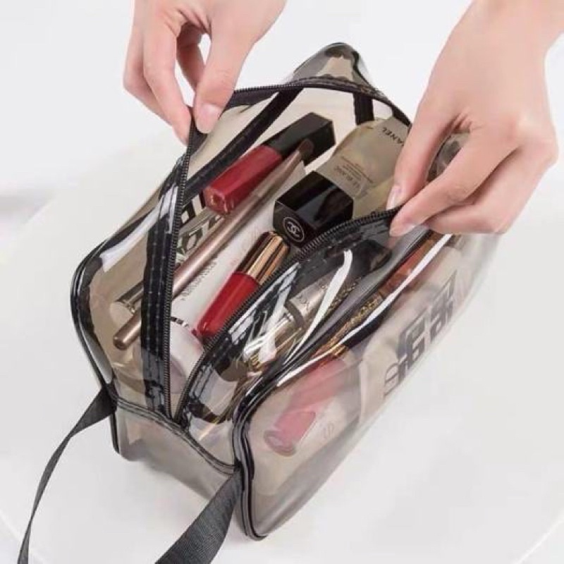 Túi Đựng Mỹ Phẩm Du Lịch Trong Suốt Bằng Chất Liệu PVC Chống Thấm Nước Sức Chứa Lớn