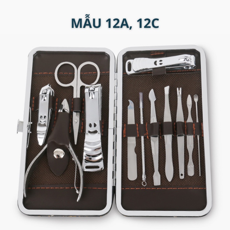 Bộ Dụng Cụ Cắt Bấm Dũa Móng Tay Móng Chân 12 Món Thép Không Gỉ Sandrine BMT2