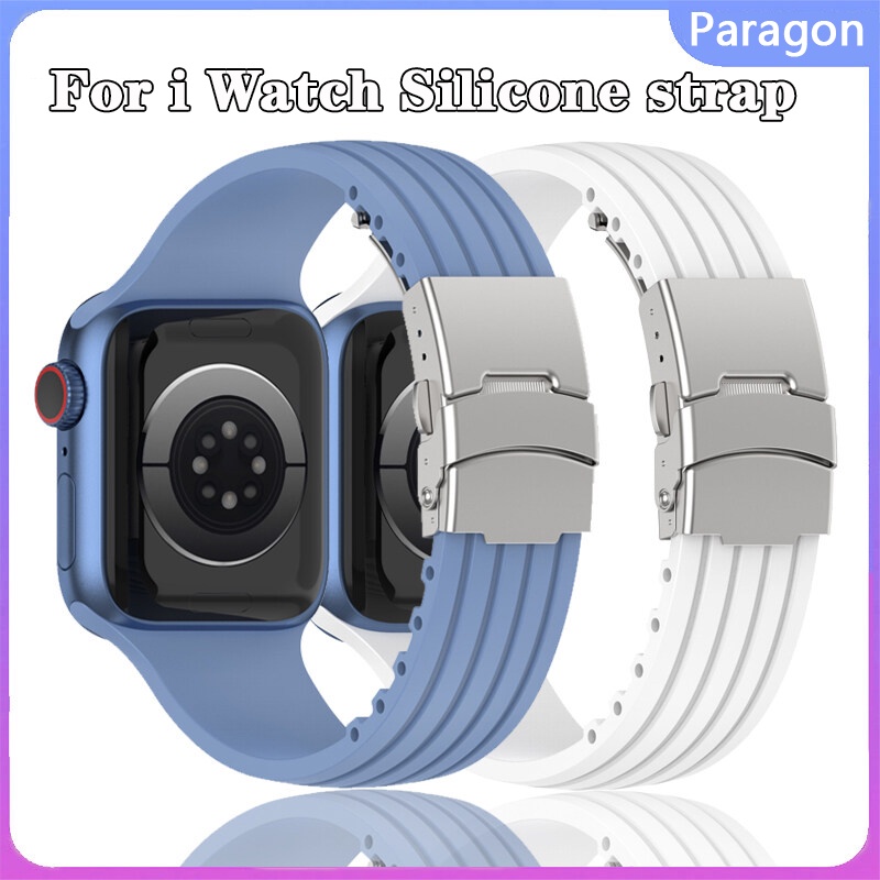 Dây Đeo Silicone Cho Đồng Hồ Thông Minh 49mm 45mm 44mm 42mm 41mm 40mm 38mm 45 mm 8 7 6 SE 5 4 3