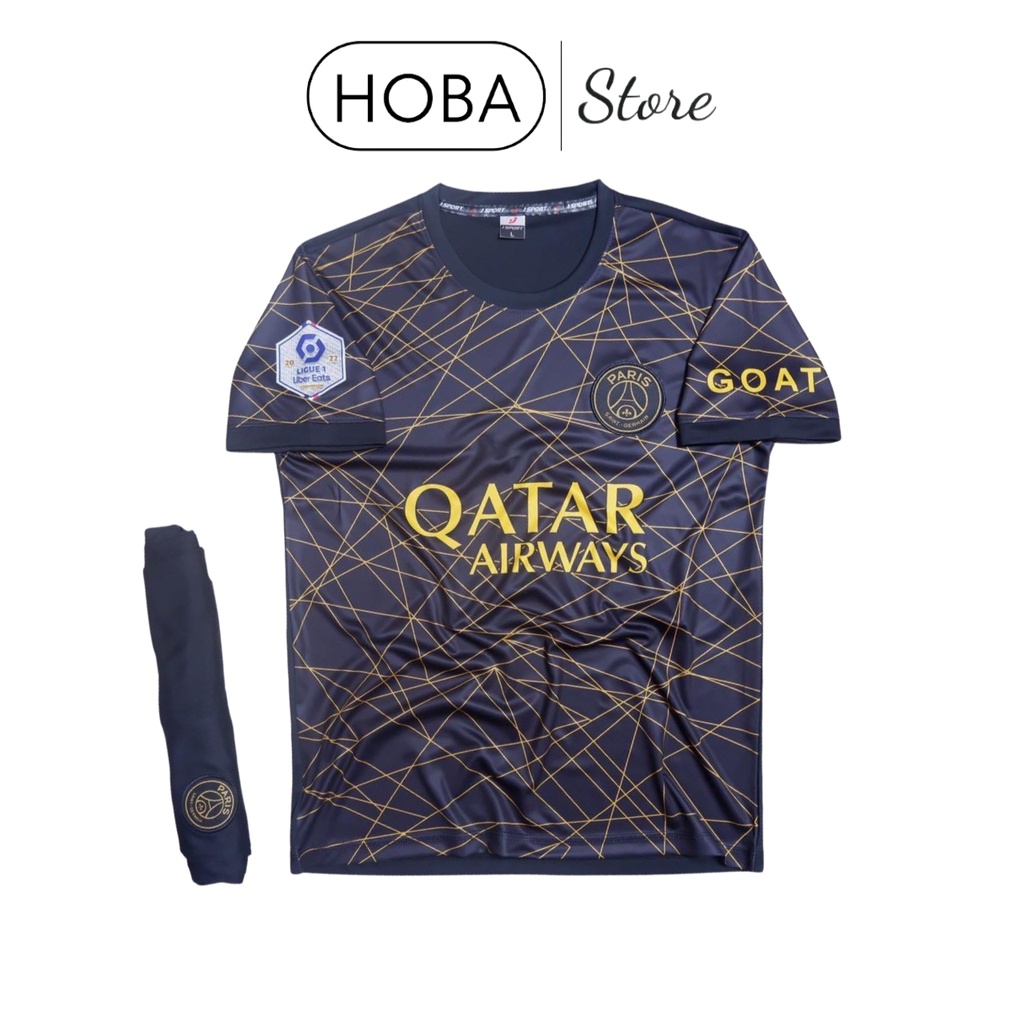 Bộ quần áo bóng đá đồ đá banh PSG Paris Saint Germain đen đồng