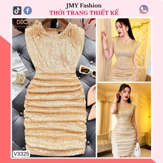 V3325 Váy vàng body kimsa dáng ngắn {DVC&ACC] váy đầm nhún eo ánh nhũ sang chảnh