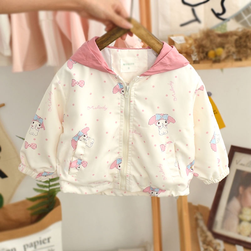 Áo Khoác Có Mũ Trùm Thời Trang Xuân Thu Dễ Thương Cho Bé Gái