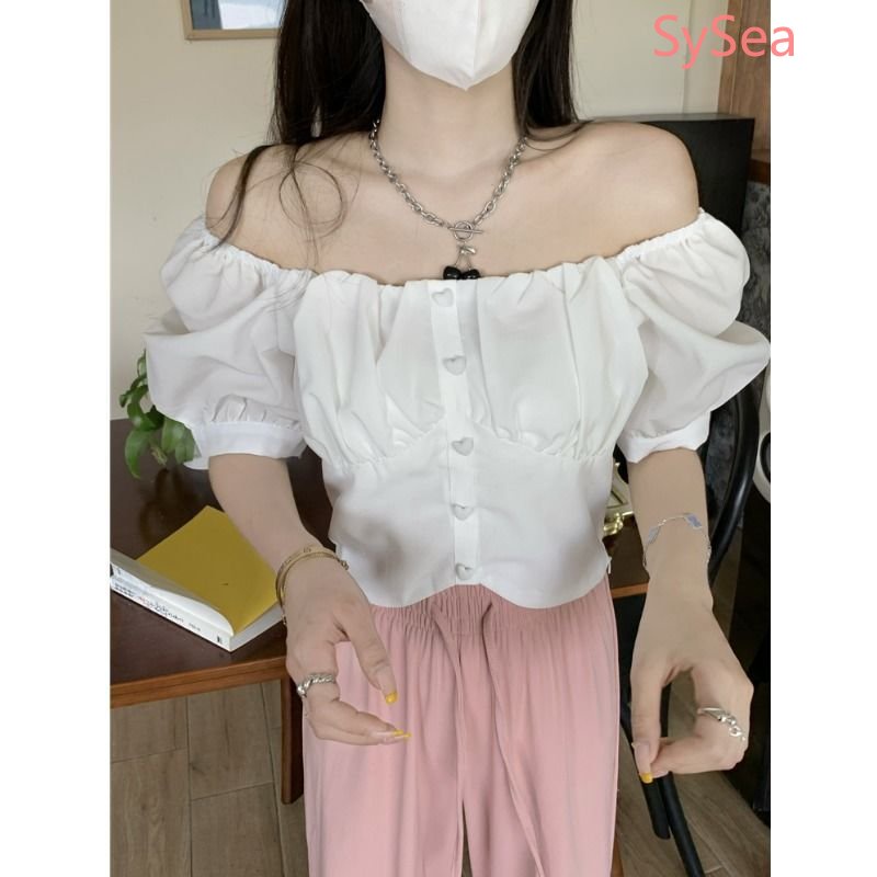 Áo Kiểu Tay Phồng Cổ Vuông Cỡ Lớn Thời Trang Mùa Hè Xinh Xắn Cho Nữ