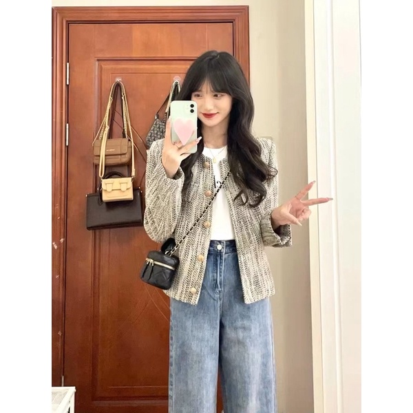 Order Áo Khoác Cặp Đôi 3 Lớp Vải Dạ Tweed Thêu Phù Hợp 4 Mùa Nam Nữ Phong Cách 2023 Có Ảnh Thật