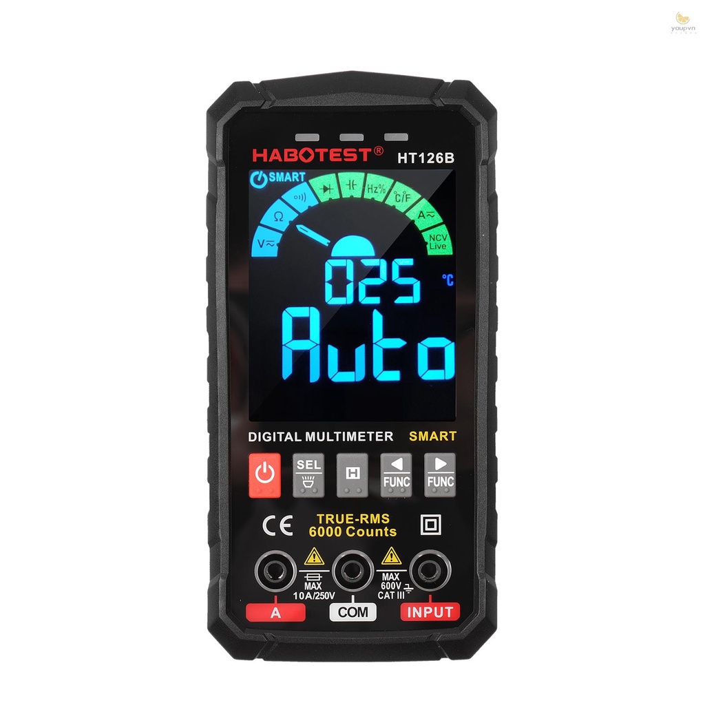 Đồng Hồ Đo Điện Tử Thông Minh HABOTEST HT126B Đếm 6000 True RMS Tự Động Đổi Màu Đa Năng